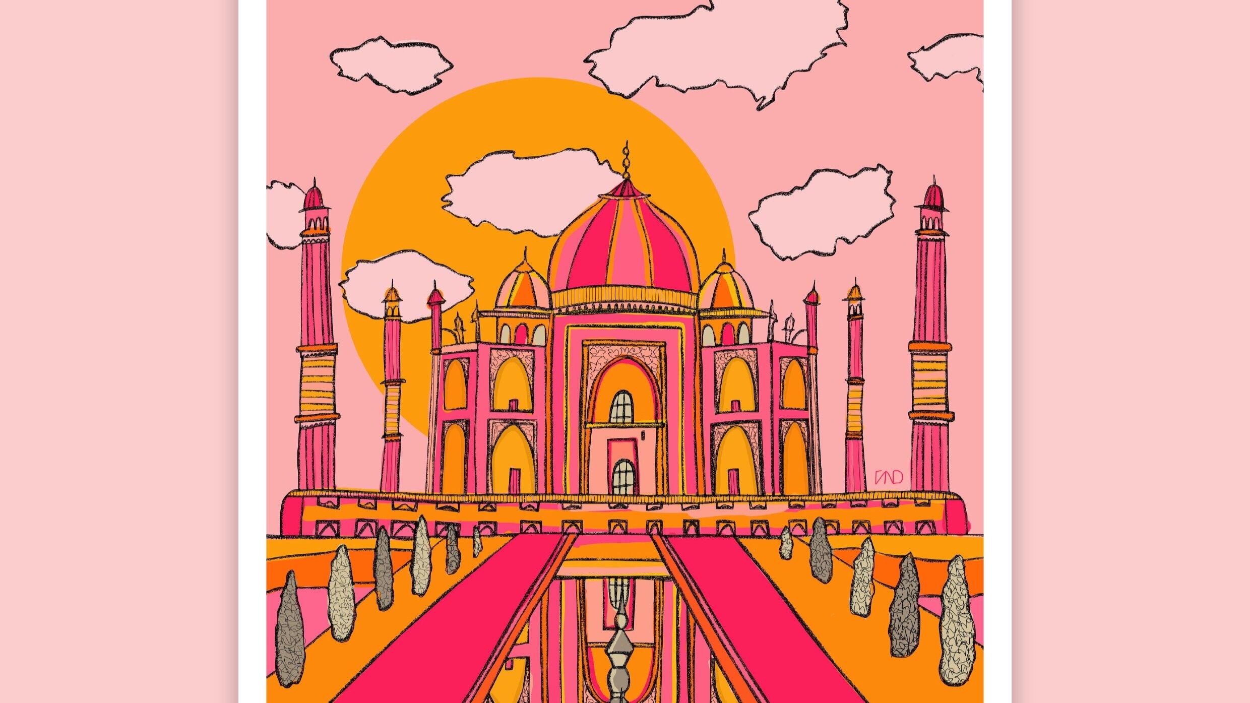 Share 125+ taj mahal drawing with color best