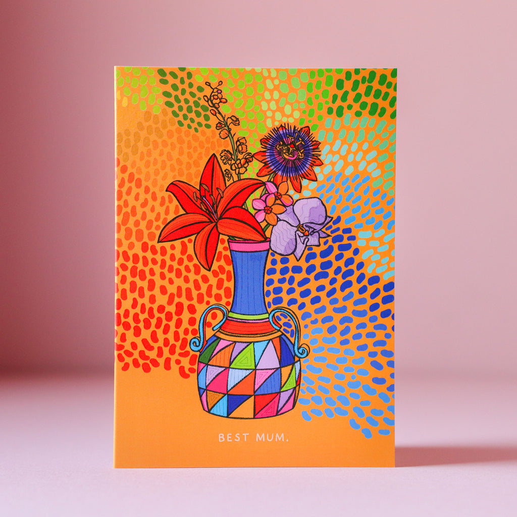 tropical flowers vase card