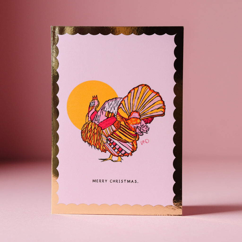 stylish turkey christmas card