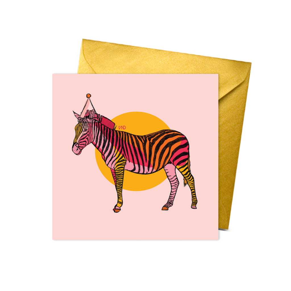 pink zebra birthday card