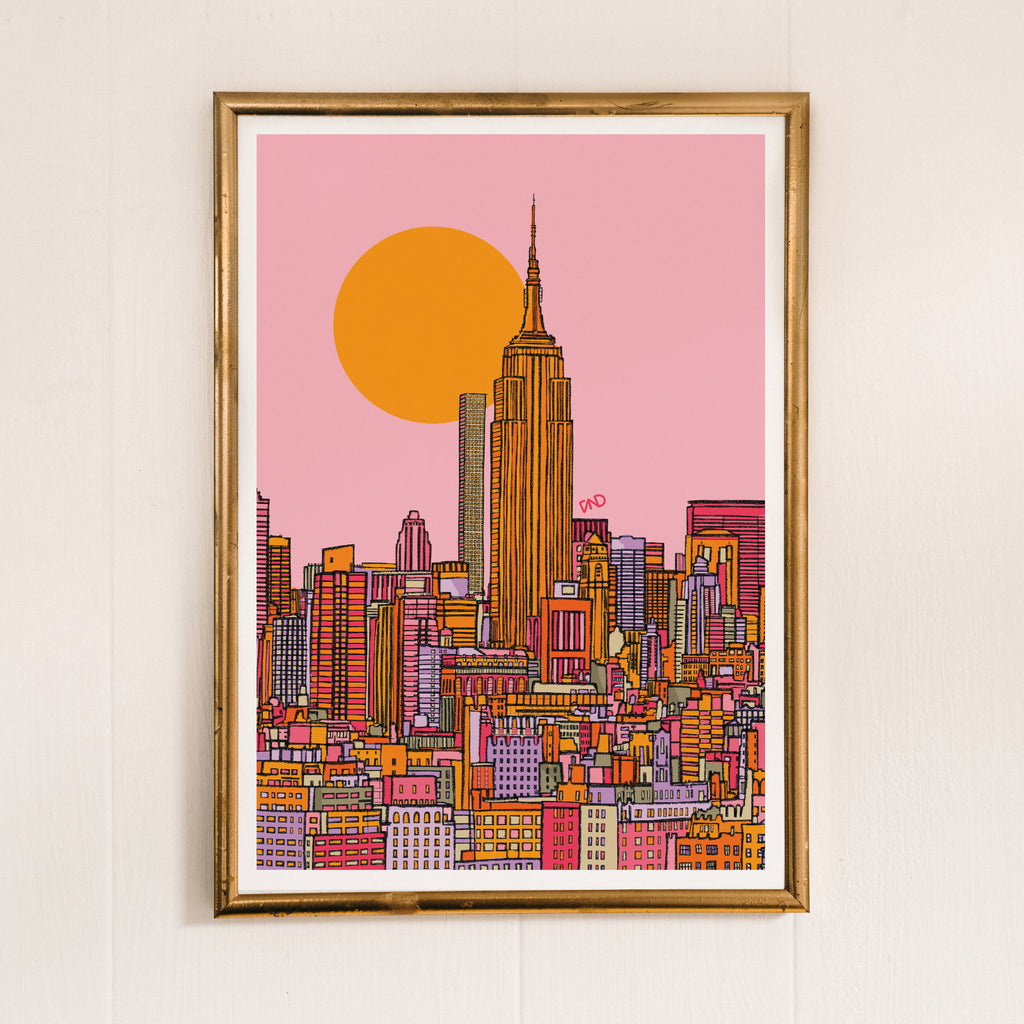 pink new york art print