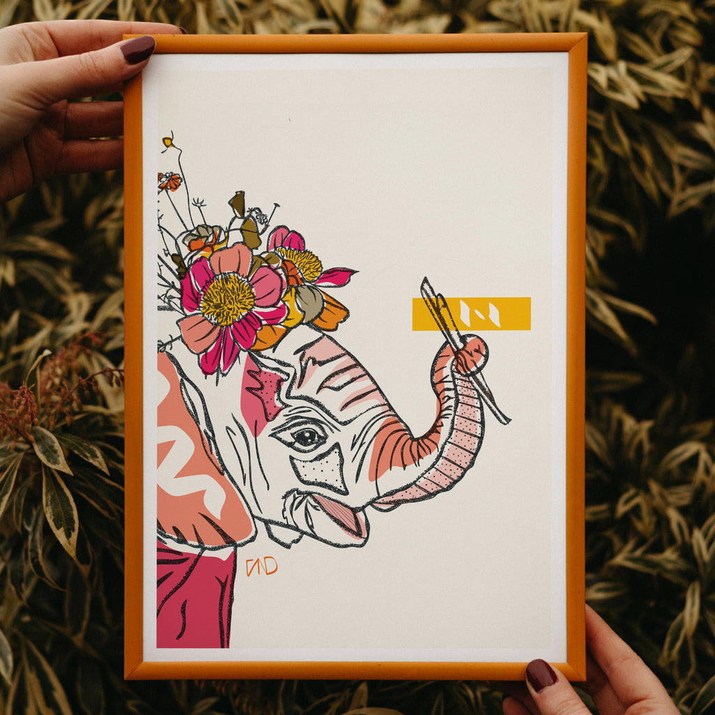 elephant print nursery art