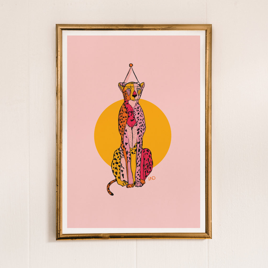 pink leopard art print