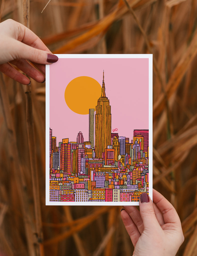 pink new york art print