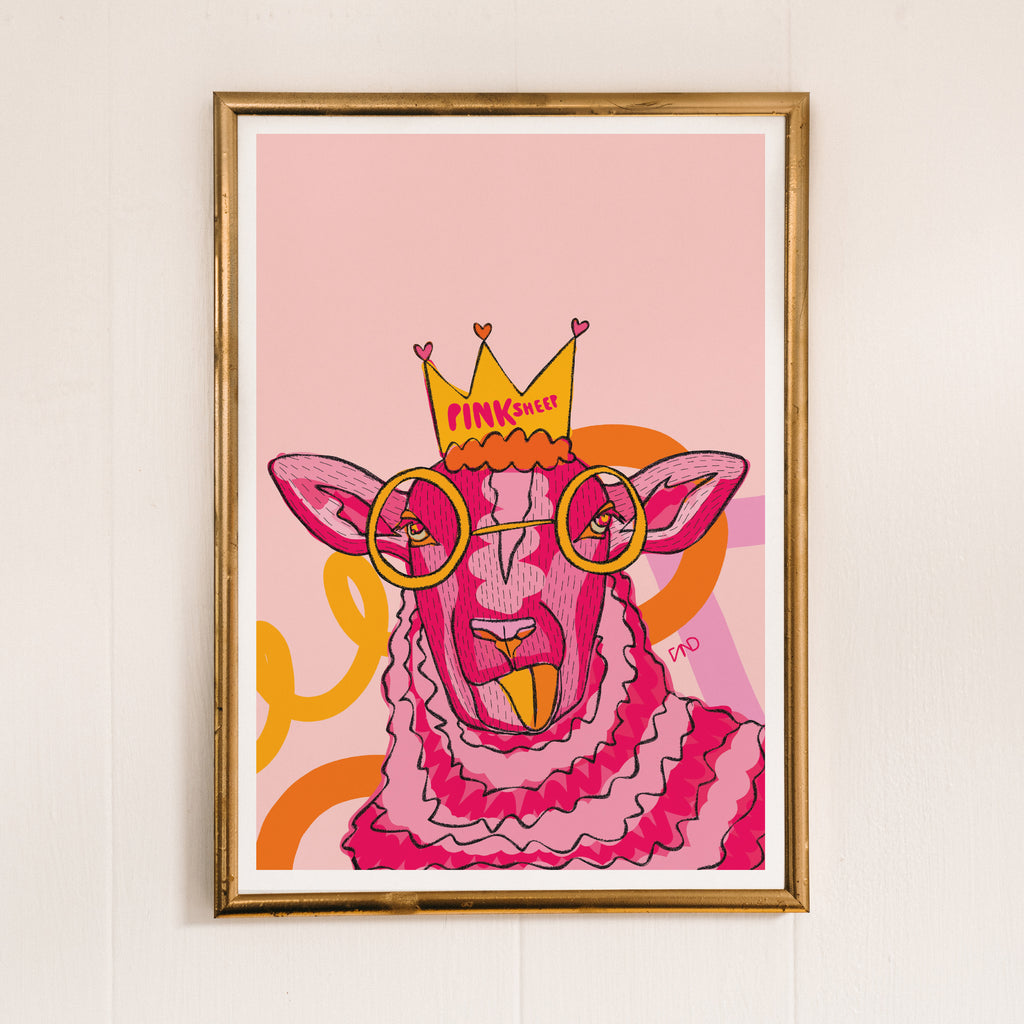 Pink sheep art print