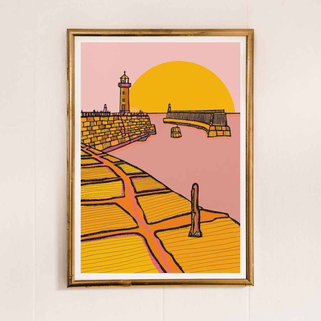 Whitby art print, colourful nautical art, colourful wall art